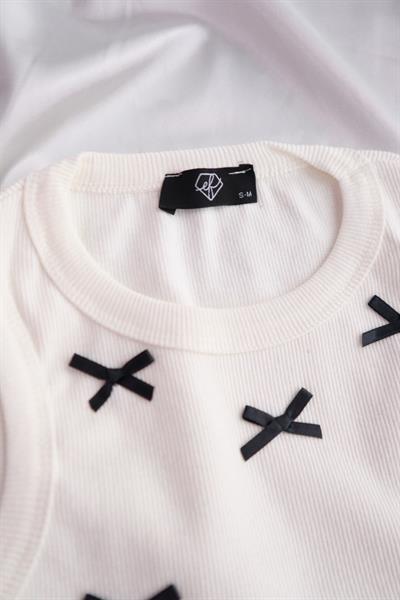 Black Bow Siyah Kurdele Crop