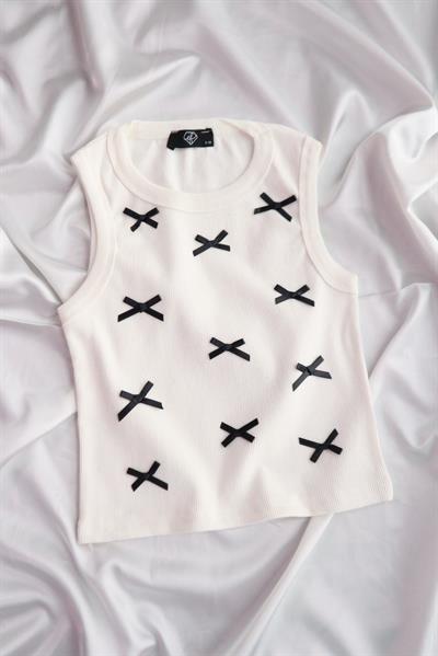 Black Bow Siyah Kurdele Crop