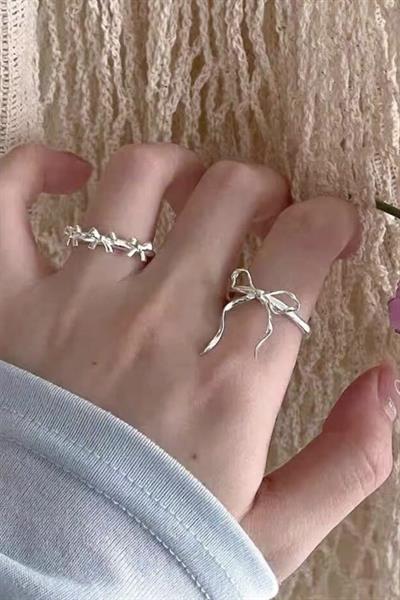 Bow Ribbon Rings For 2li Yüzük Seti 