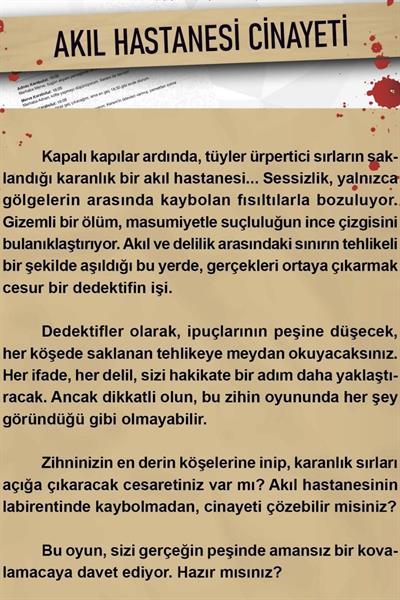 Dedektiflik Cinayet Çözme Oyunu - Akıl Hastanesi Davası