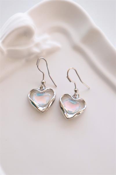 Holografik Kalp İthal Küpe