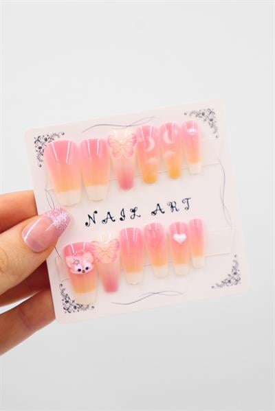 Kelebek Tilki Nail Art 3D Takma Tırnak 