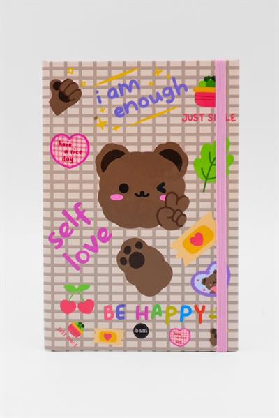 Lastikli Çizgisiz Defter - Bear Self Love