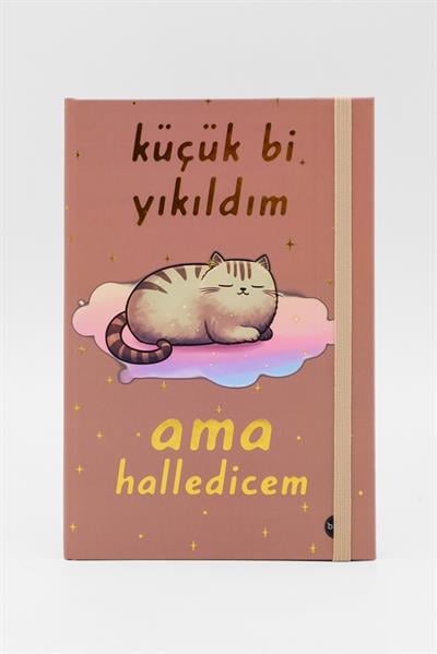Lastikli Çizgisiz Defter - Küçük Bi Yıkıldım Ama Halledicem