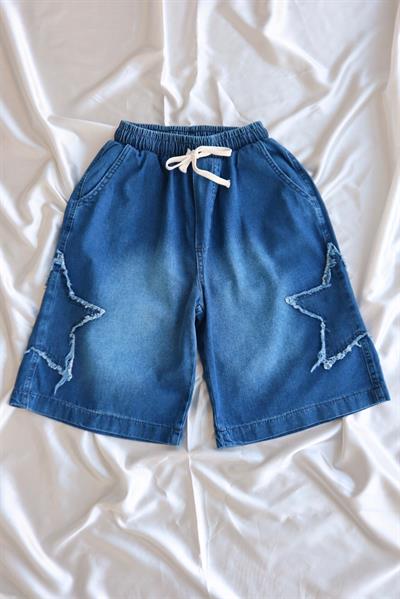 Mavi Y2k Stars Patch Detay Capri