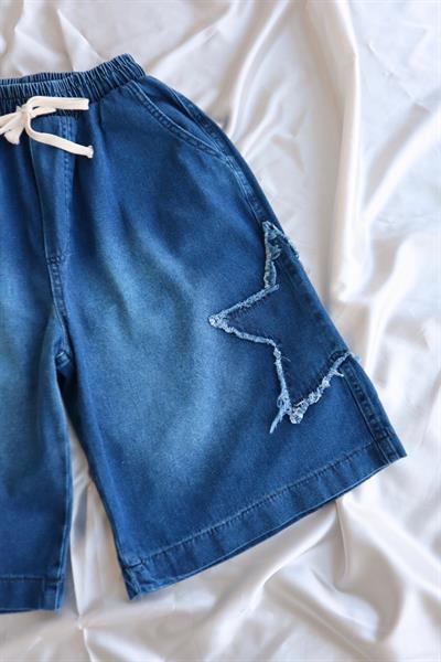 Mavi Y2k Stars Patch Detay Capri