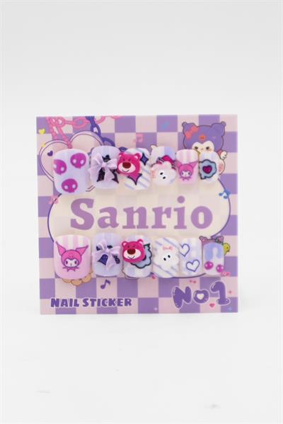 Mor Sanrio Karakter Kuromi &Bear 3D Takma Tırnak 