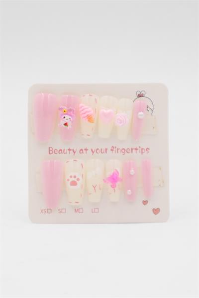 Soft Pembe My Melody Nail Art 3D Takma Tırnak 