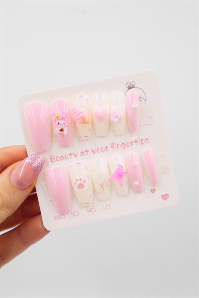 Soft Pembe My Melody Nail Art 3D Takma Tırnak 