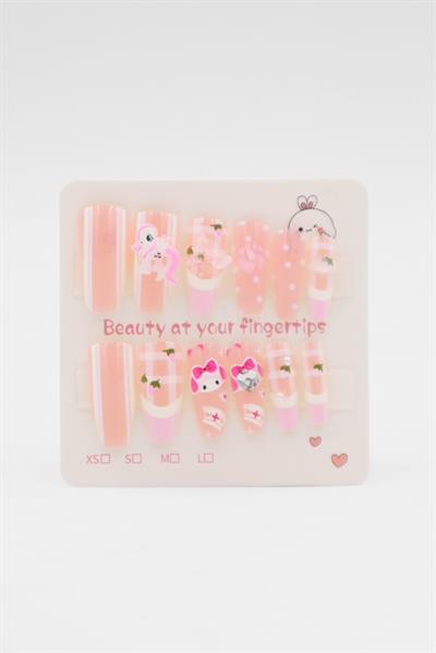 Pembe Tonlu Unicorn Nail Art 3D Takma Tırnak 
