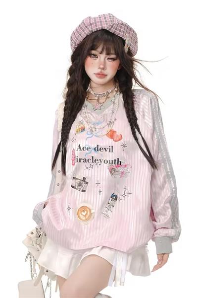 Pembe Unisex Ace Devil Miracleyouth Uzun Kollu Jersey Forma 