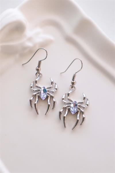 Purple Dark Stone Spider İthal Küpe