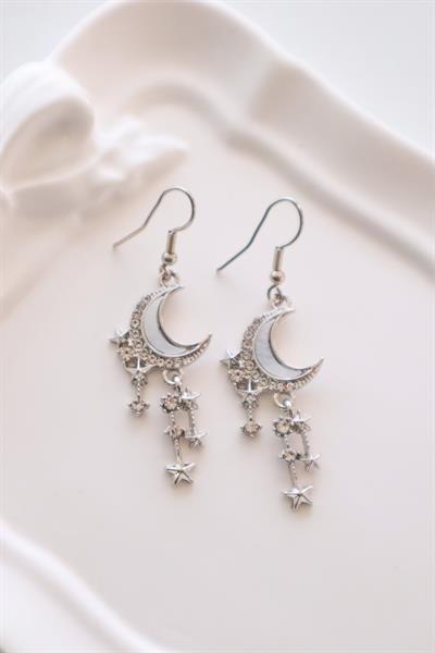 Sallantılı Yıldız Ay İthal Küpe