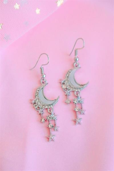 Sallantılı Yıldız Ay İthal Küpe
