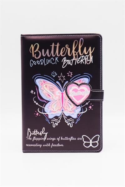 Sİyah Butterfly Goodluck Mıknatıs Kapaklı Defter 