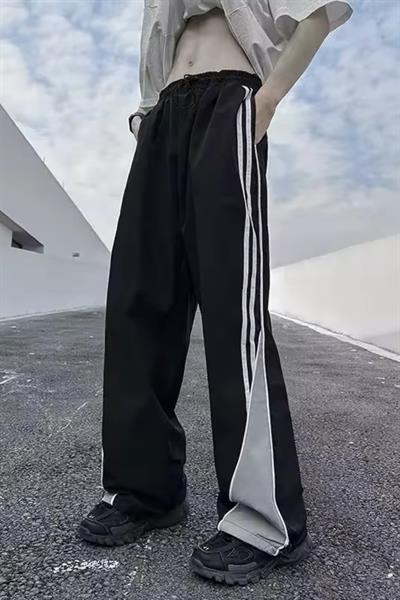 Siyah Gri Y2K Vintage Streetwear Baggy Eşofman Altı