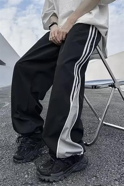 Siyah Gri Y2K Vintage Streetwear Baggy Eşofman Altı