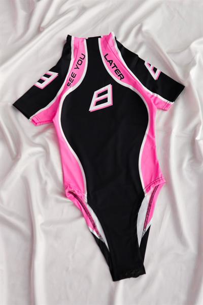 Siyah Pembe  Kısa Kol See You Çıtçıtlı Body 