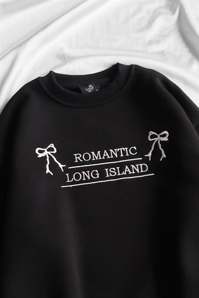 Siyah Romantic Long Island 3 İplik Şardonlu Sweatshirt 