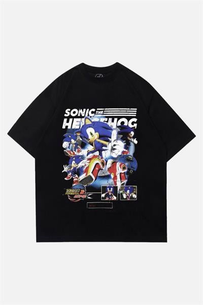 Siyah Unisex Sonic The Hedgehogs T-Shirt