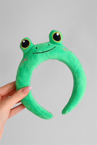 Yeşil Gzöleri Fırlamış Sevimli Frog SaçTaç 