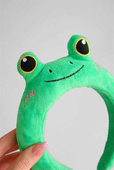 Yeşil Gzöleri Fırlamış Sevimli Frog SaçTaç 