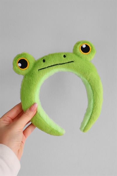 Yeşil Peluş Kurbağa Taç 