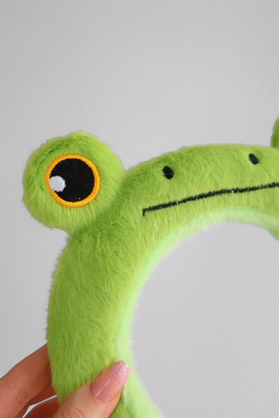 Yeşil Peluş Kurbağa Taç 