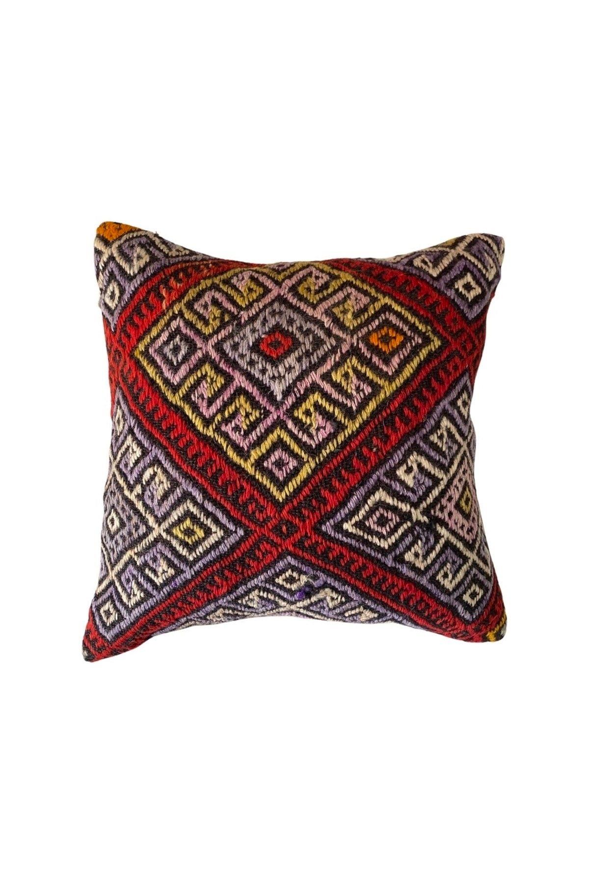 Anadolu Türk Kilimlerinden El Emeği Vintage Yastık Kılıfları 40x40 Cm 9
