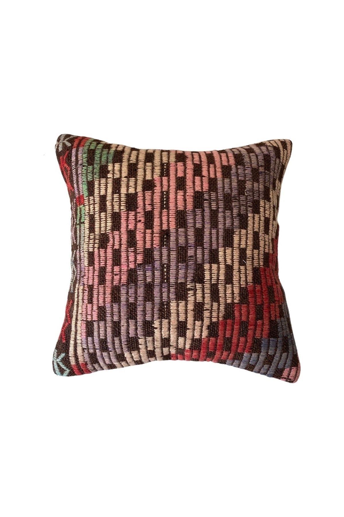 Anadolu Türk Kilimlerinden El Emeği Vintage Yastık Kılıfları 40x40 Cm 2