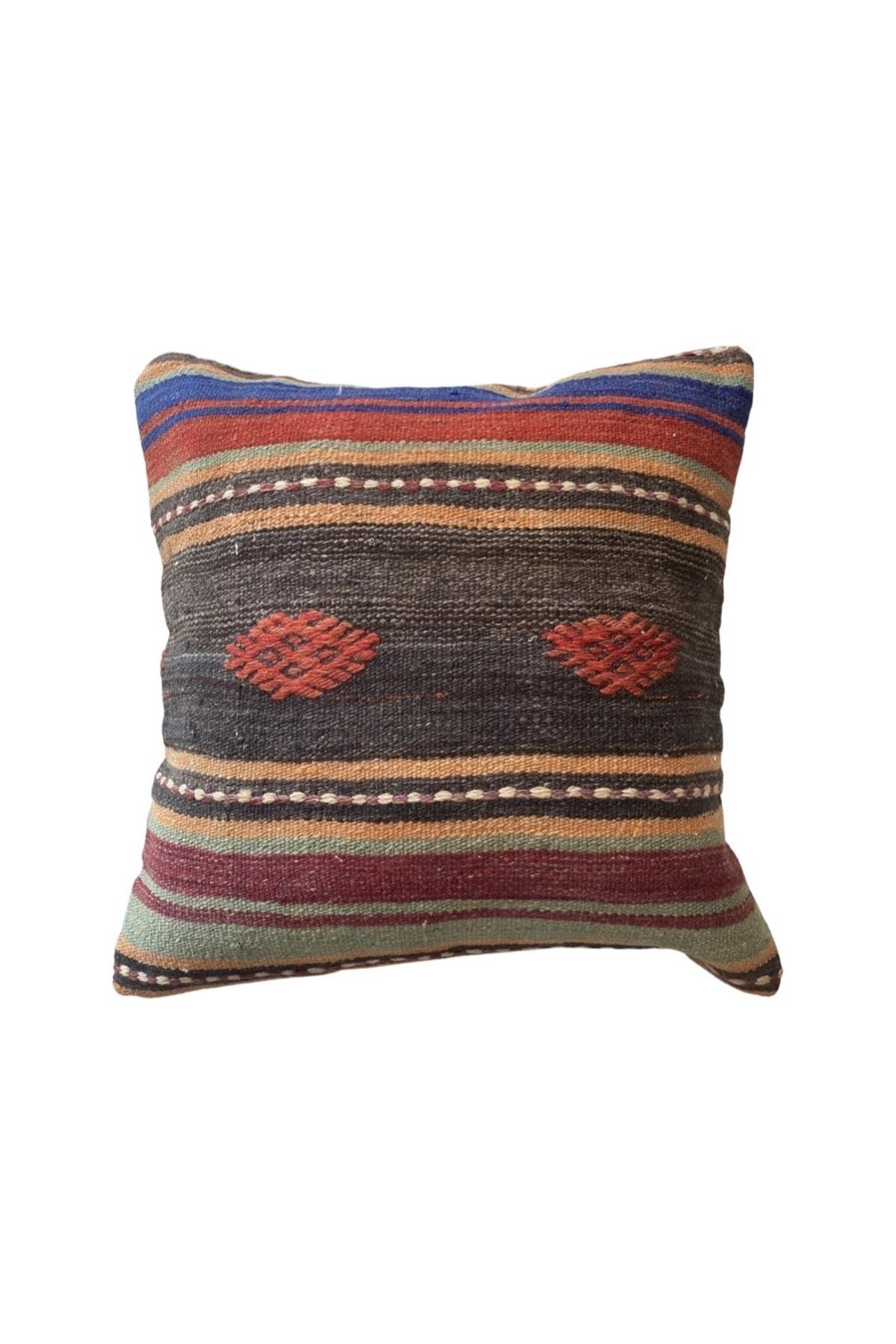 Anadolu Türk Kilimlerinden El Emeği Vintage Yastık Kılıfları 45x45 Cm 16