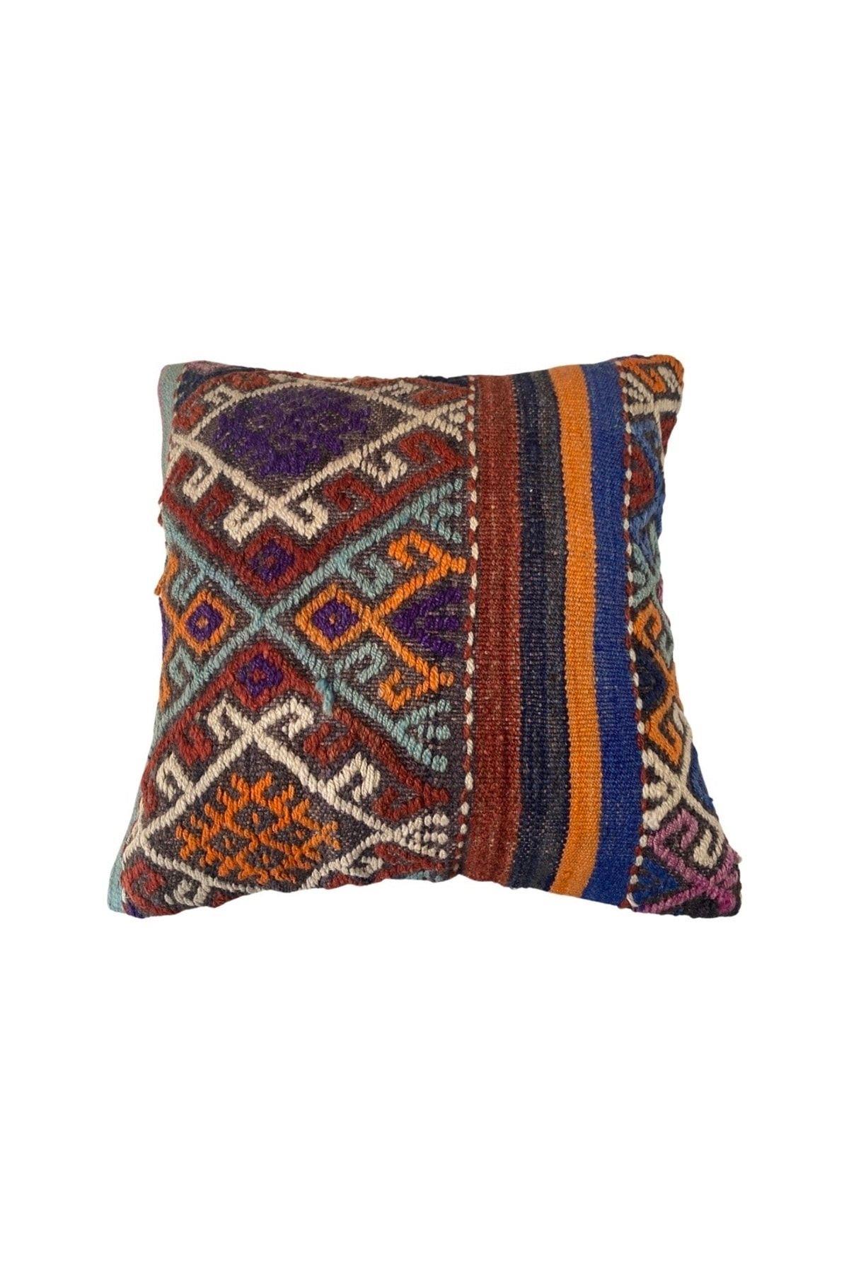 Anadolu Türk Kilimlerinden El Emeği Vintage Yastık Kılıfları 40x40 Cm 15