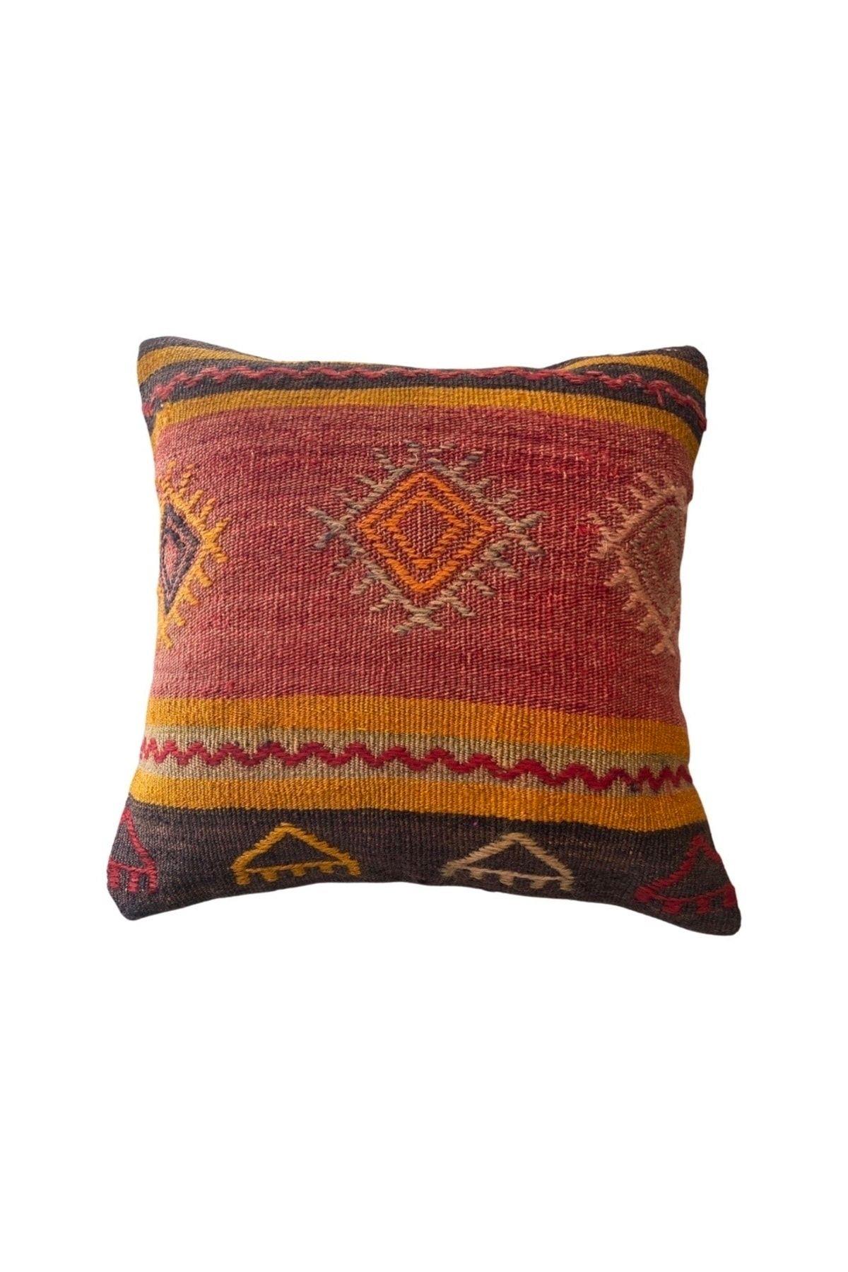 Anadolu Türk Kilimlerinden El Emeği Vintage Yastık Kılıfları 45x45 Cm 20
