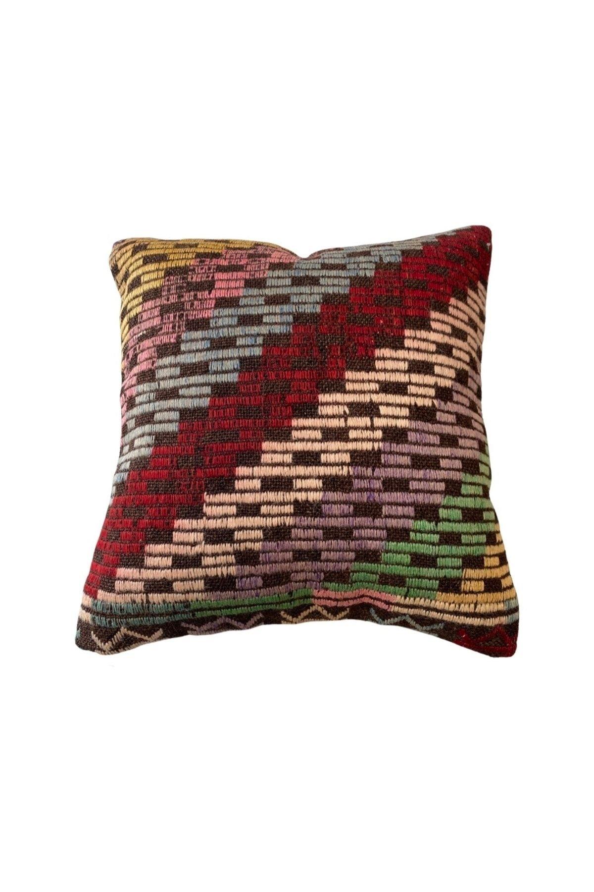 Anadolu Türk Kilimlerinden El Emeği Vintage Yastık Kılıfları 45x45 Cm 12