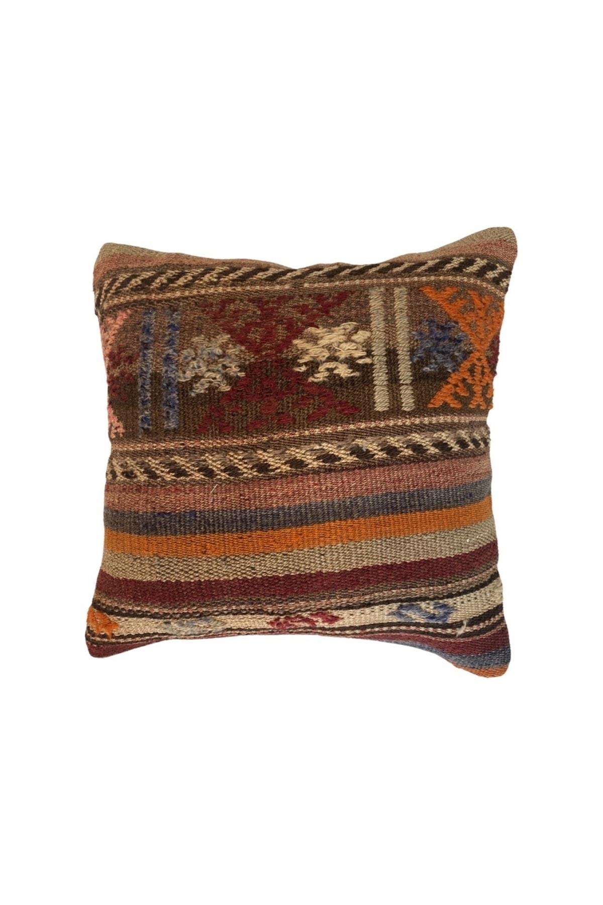 Anadolu Türk Kilimlerinden El Emeği Vintage Yastık Kılıfları 40x40 Cm 36