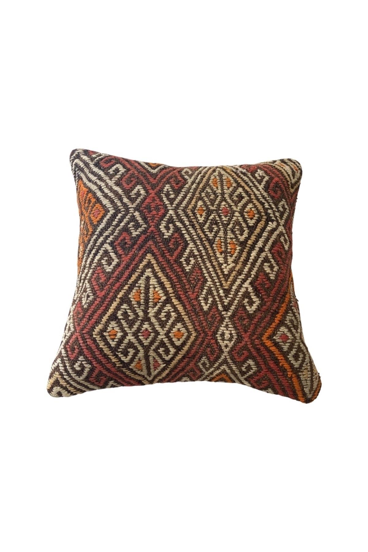 Anadolu Türk Kilimlerinden El Emeği Vintage Yastık Kılıfları 45x45 Cm 8