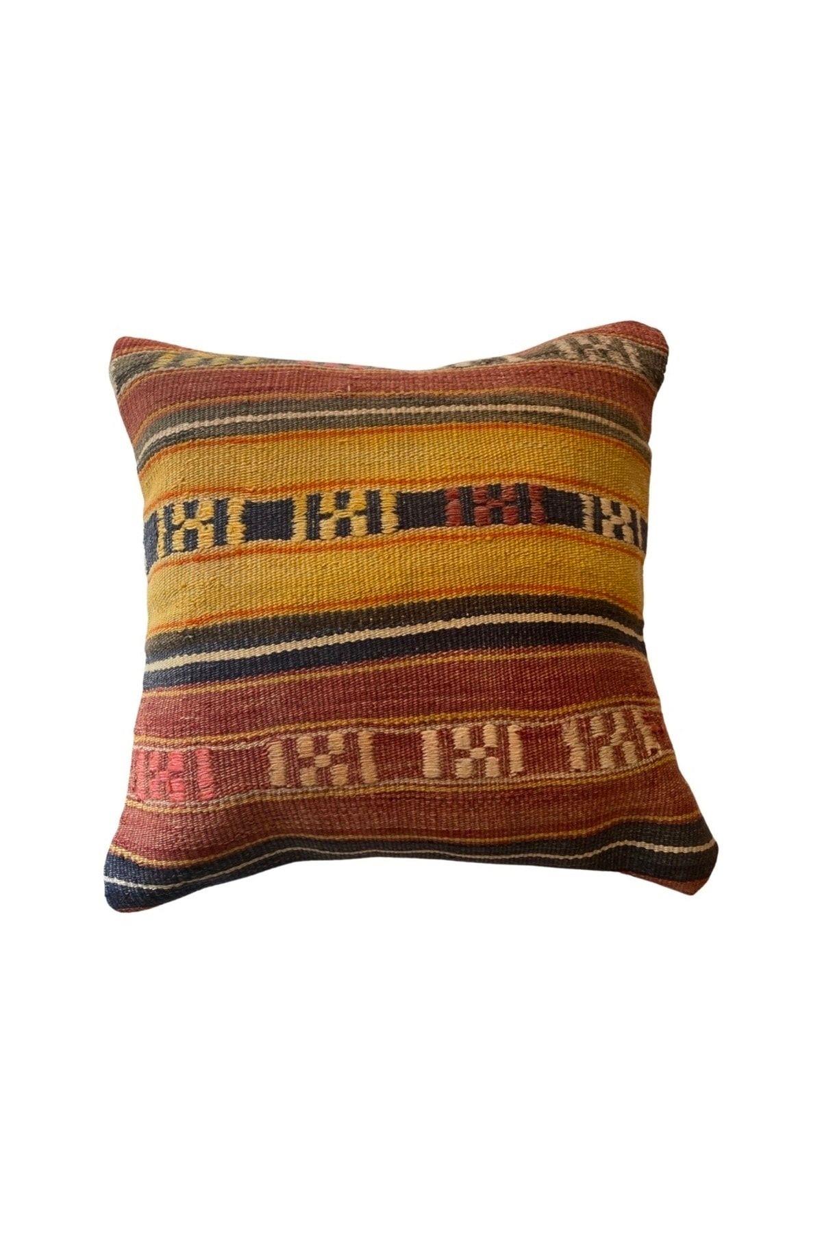 Anadolu Türk Kilimlerinden El Emeği Vintage Yastık Kılıfları 45x45 Cm 19