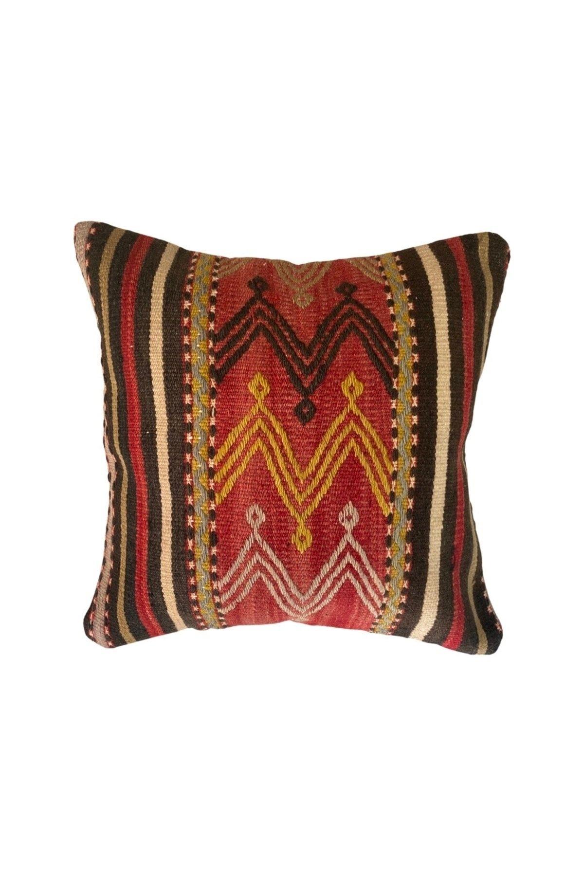 Anadolu Türk Kilimlerinden El Emeği Vintage Yastık Kılıfları 40x40 Cm 37