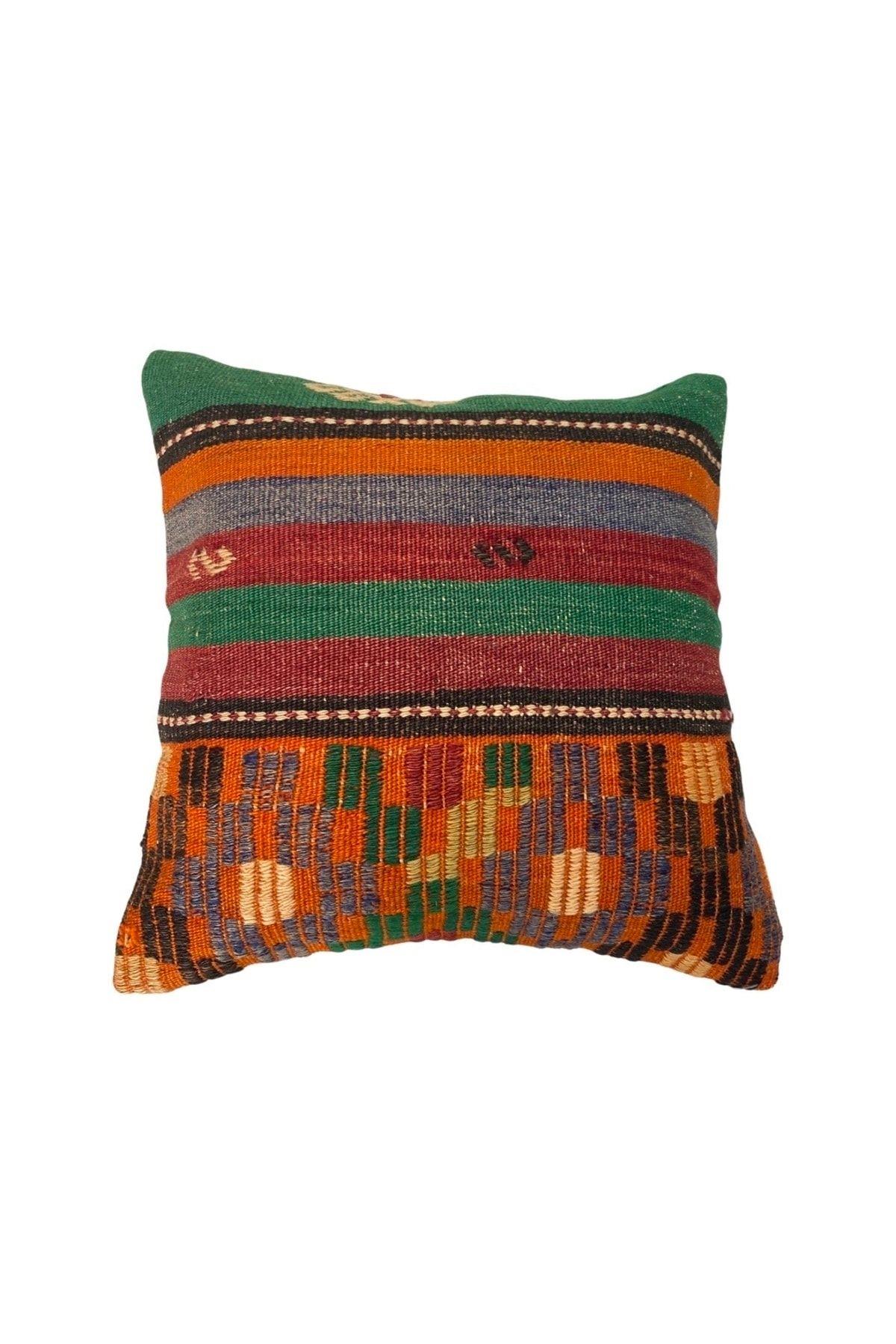 Anadolu Türk Kilimlerinden El Emeği Vintage Yastık Kılıfları 40x40 Cm 35