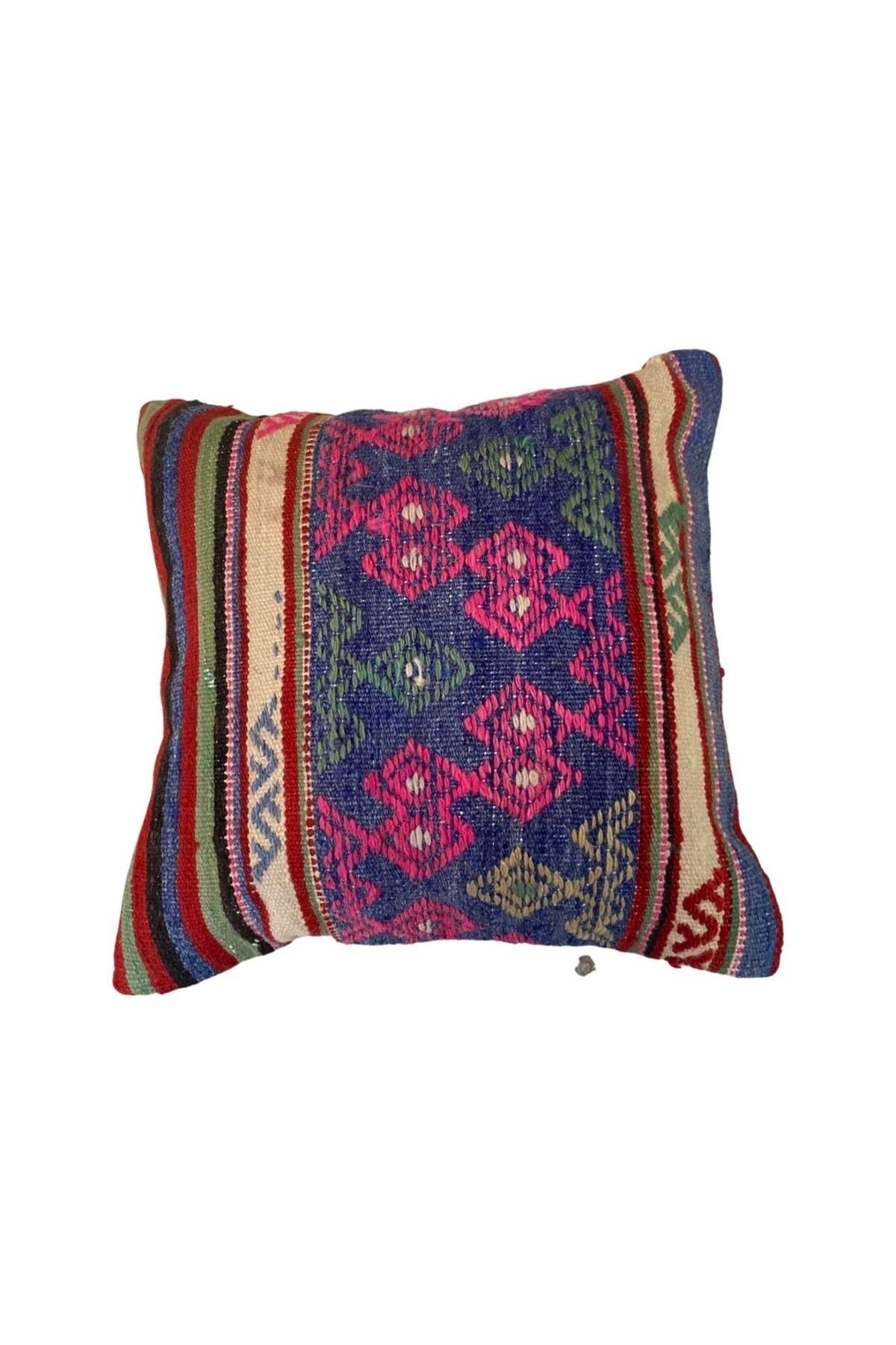 Türk Kilimlerinden El Emeği Vintage Yastık Kılıfları 40x40 Cm 31