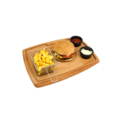 Ahşap Hamburger Sunum Tabağı