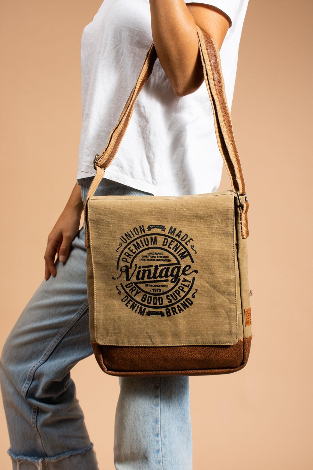 Kapaklı Vintage Kanvas Su Geçirmez Unisex Postacı Çanta