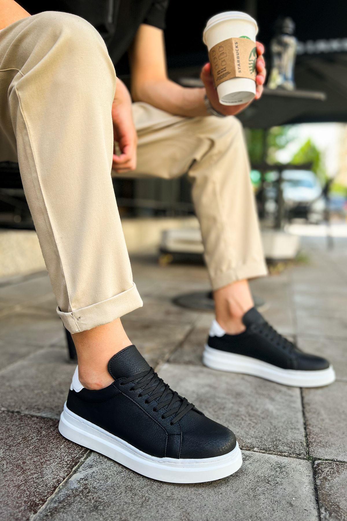 umitarafal CH979 - Santoni GBT Spor Erkek Ayakkabı SIYAH/BEYAZ