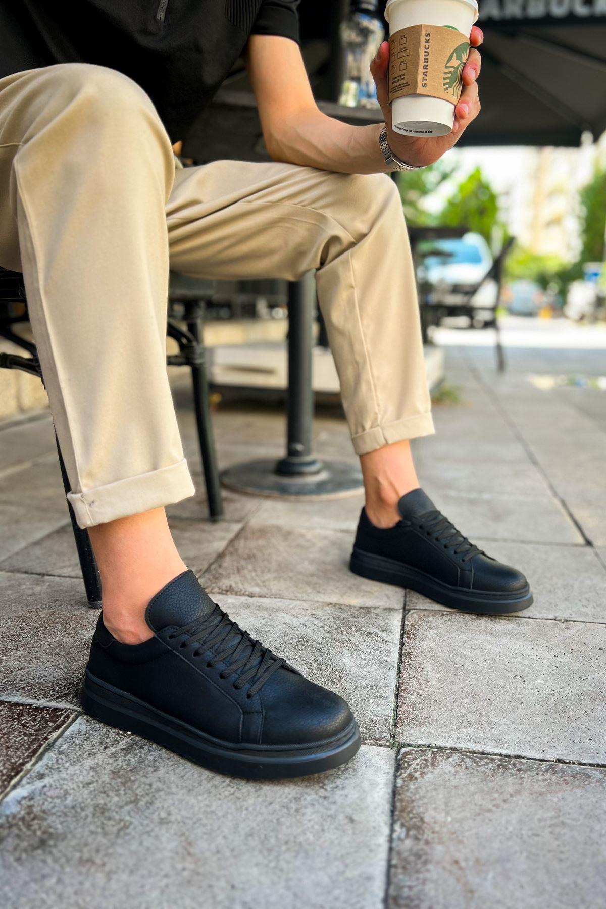 umitarafal CH979 Santoni CRT Spor Erkek Ayakkabı SIYAH