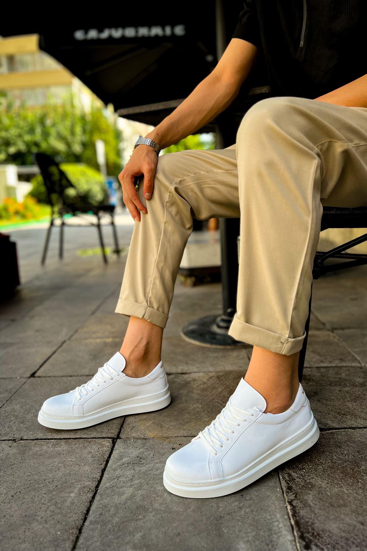 umitarafal CH979 Santoni CRT Spor Erkek Ayakkabı BEYAZ