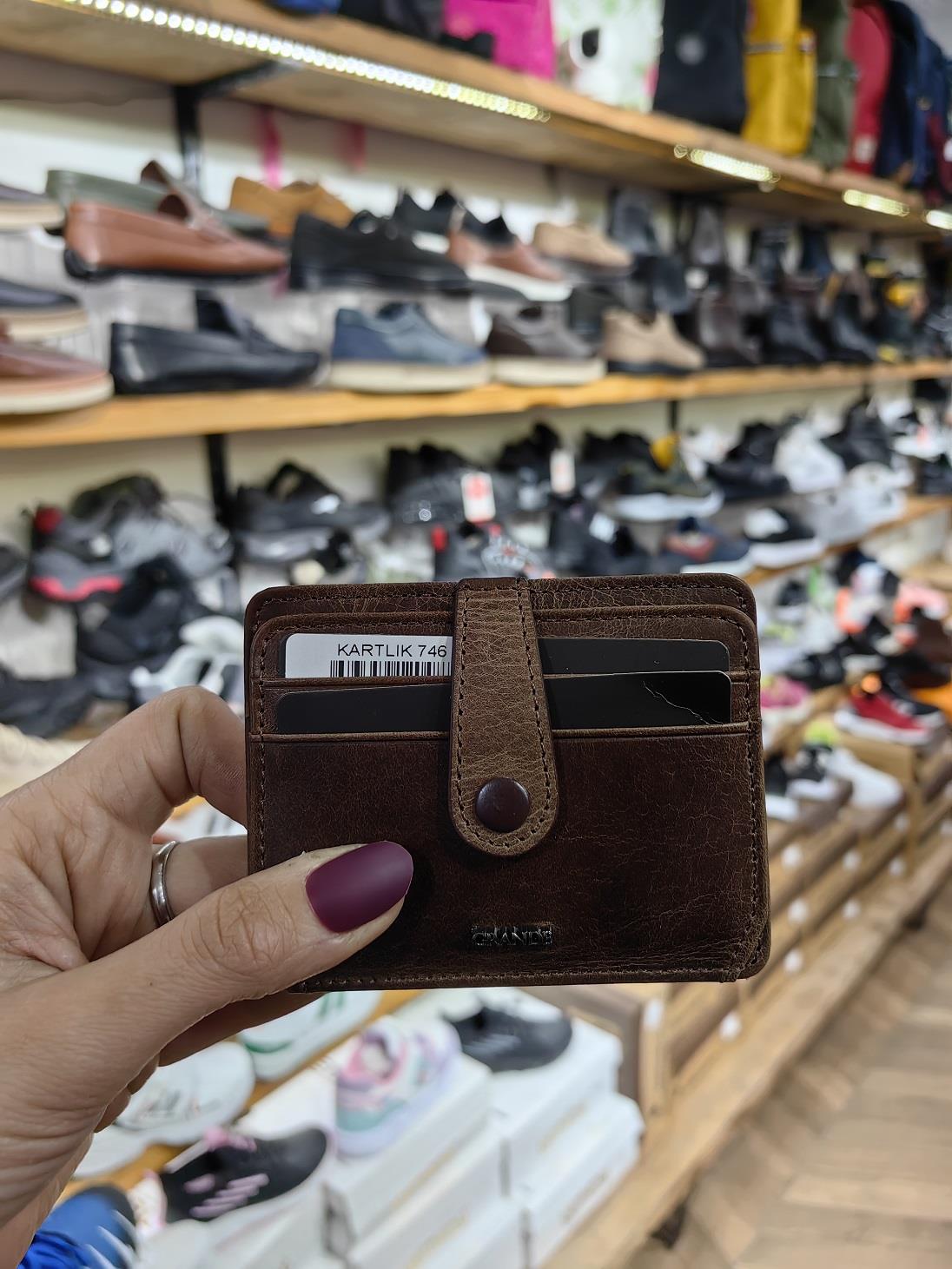 Unisex Hakiki Deri Çok Bölmeli El Yapımı Kartlık Cüzdan