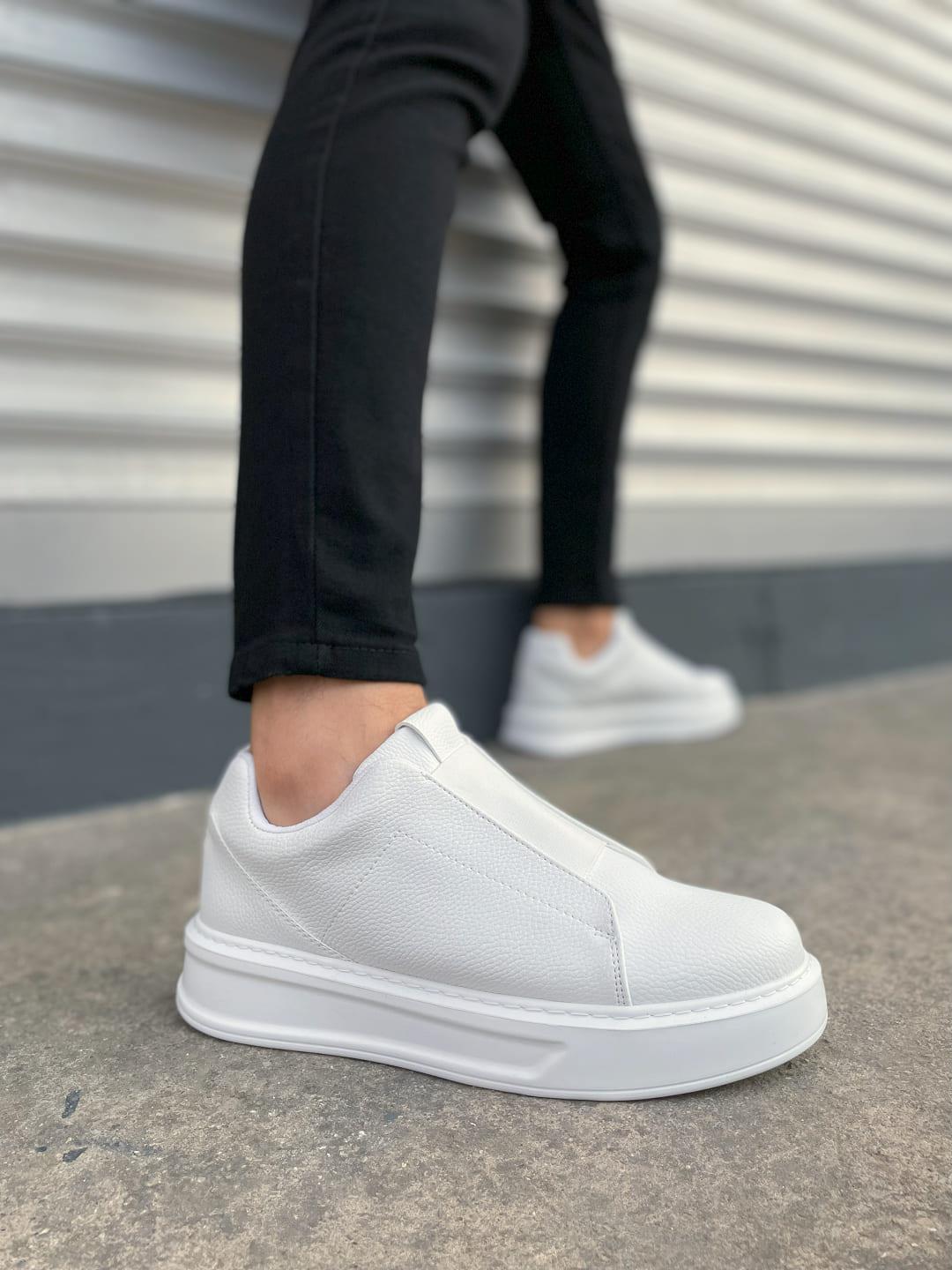 JY007 Alba Bağcıksız Cilt Erkek Günlük Sneaker Ayakkabı CBT Beyaz