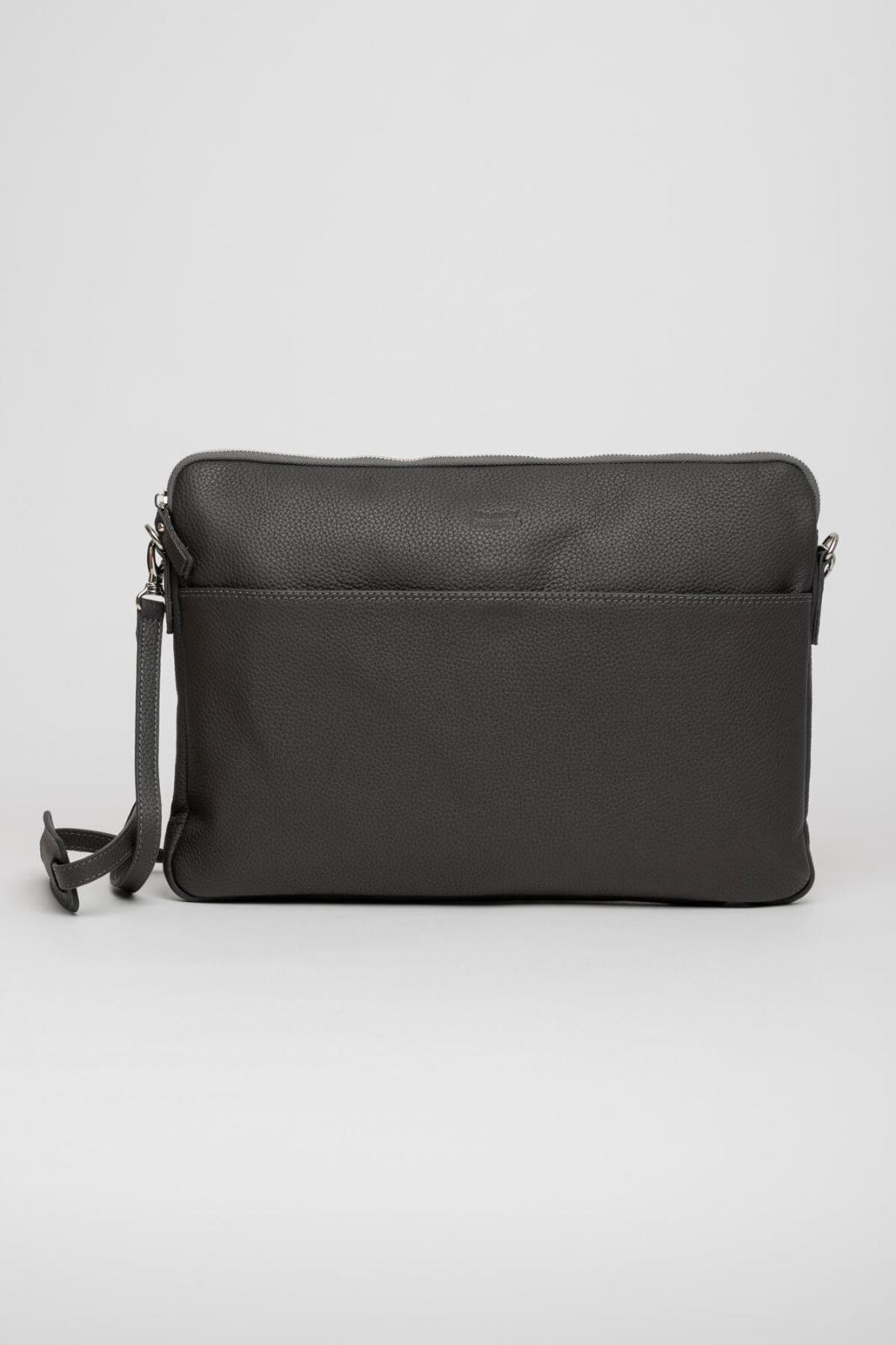 Margaret Unisex Hakiki Deri Omuz Askılı El Geçme Aparatlı Fermuarlı Laptop, Tablet ve Evrak Çantası
