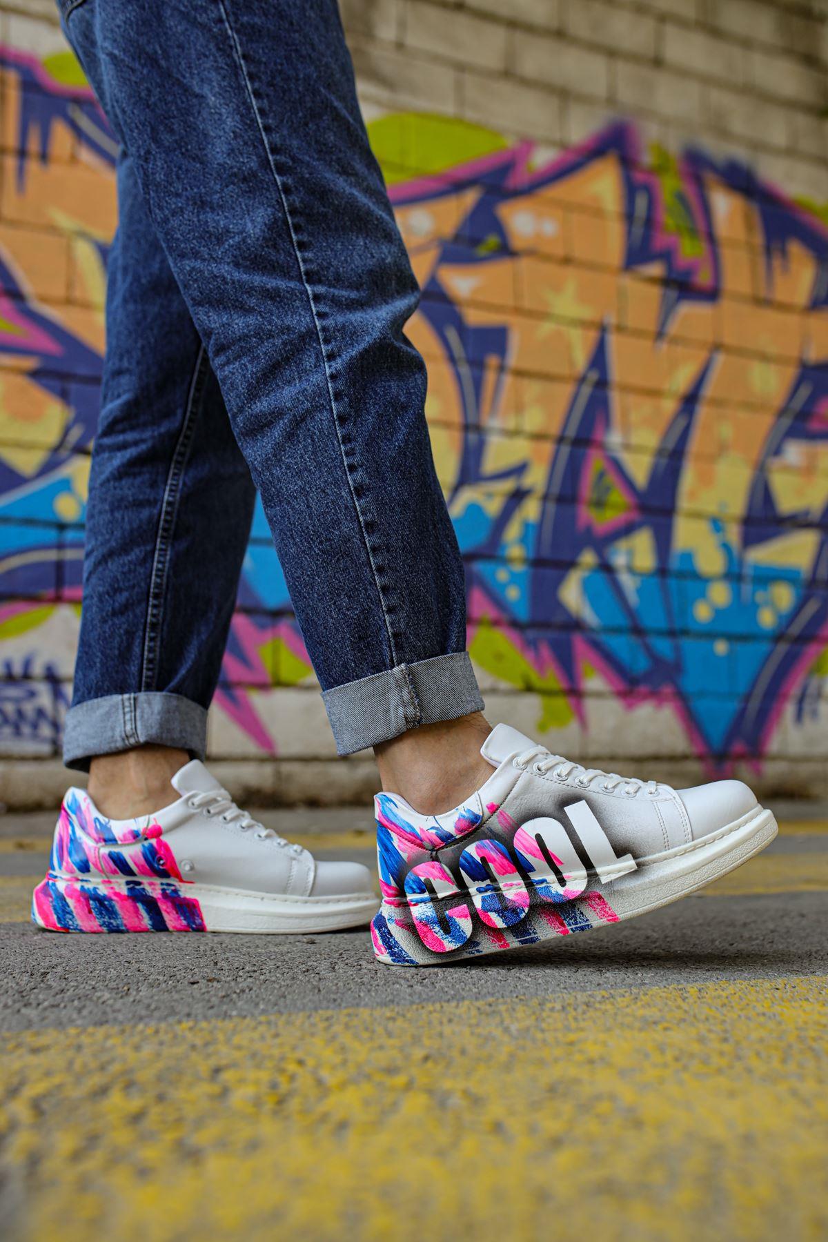 umitarafal CH254 - CBT Pittura Erkek Ayakkabı 486 PEMBE / MAVI COOL