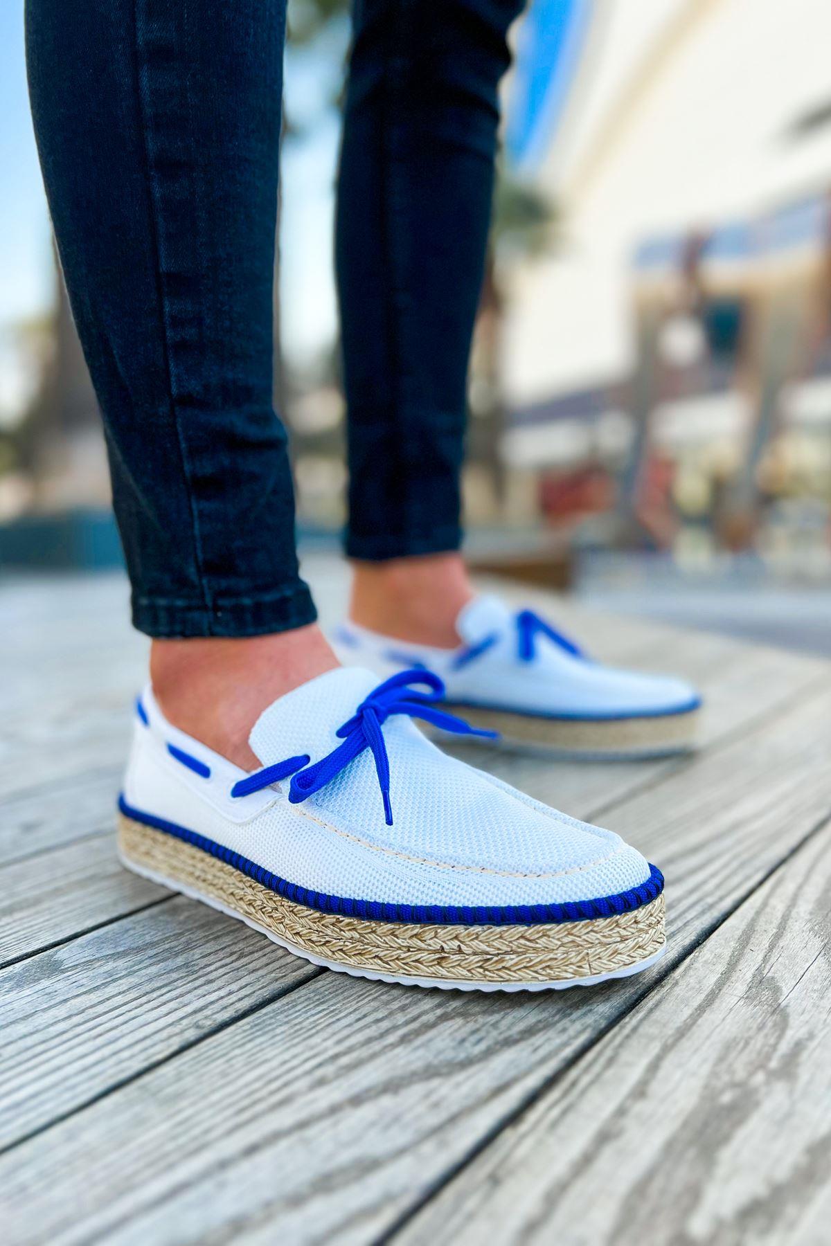 umitarafal CH311 Espadril Erkek Ayakkabı BEYAZ / SAX MAVI